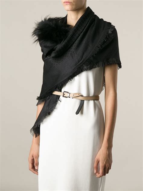 gucci ladies scarf|Gucci scarves with fur trim.